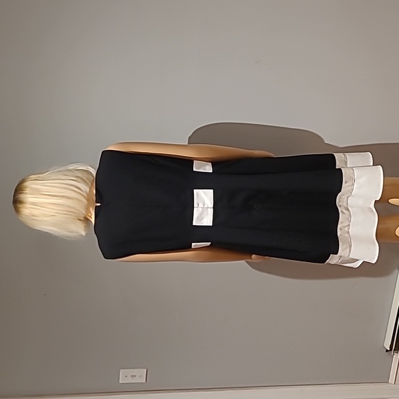 Calvin Klein black fit and flare dress ith taule and white stripes size 12 - Picture 4 of 6